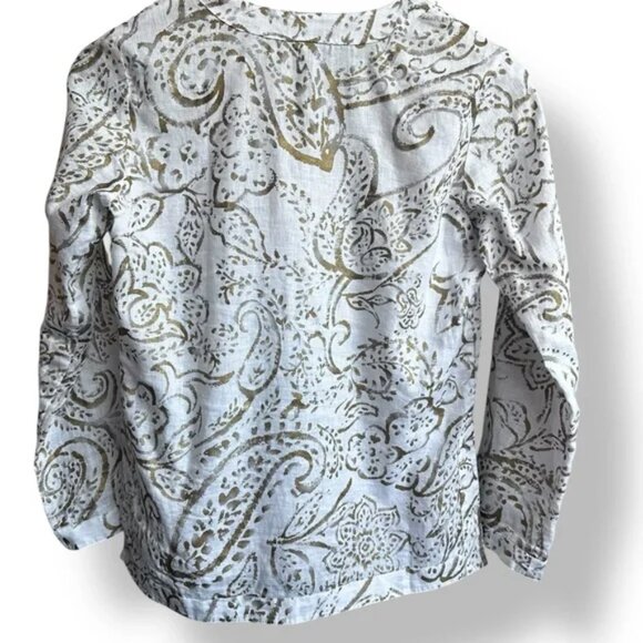 Ralph Lauren Linen Floral Paisley Print Blouse Petite - Picture 3 of 7